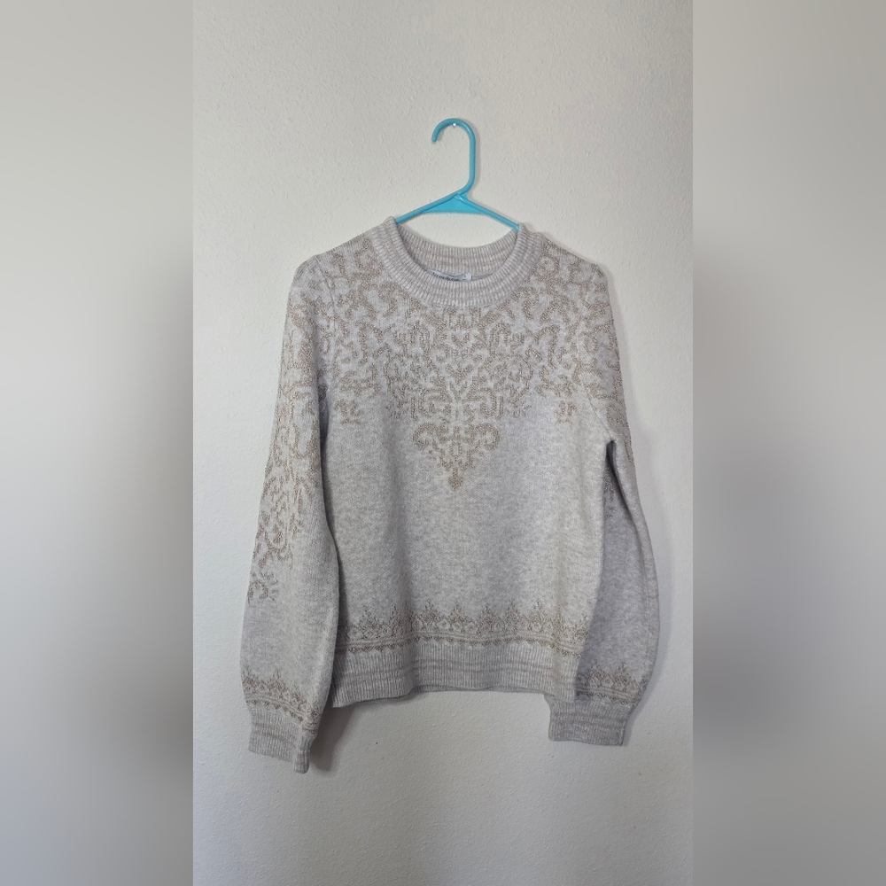 See and Be Seen Gray Metallic Knit Classic Cozy Minimalist Sweater New Small